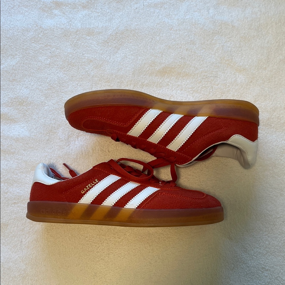 Adidas Red and White Gazelle Sneakers